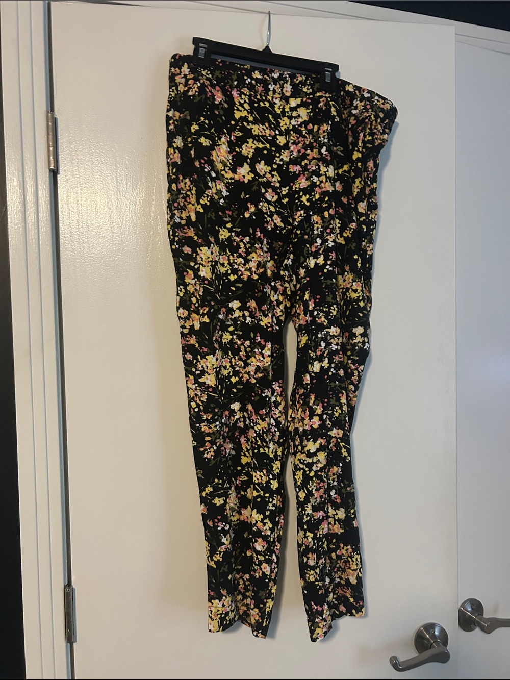 Jessica Simpson Black Floral panta with Pink & Yellow Accents